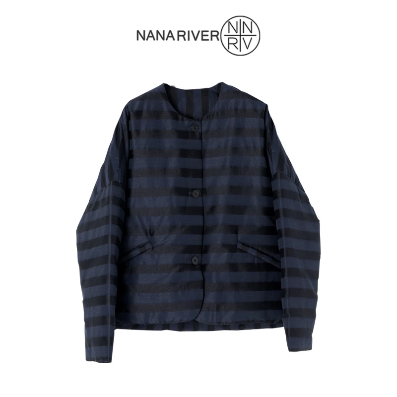 【云暖2.0】冬季慵懒感休闲百搭条纹宽松显瘦羽绒服外套白鹅绒上衣