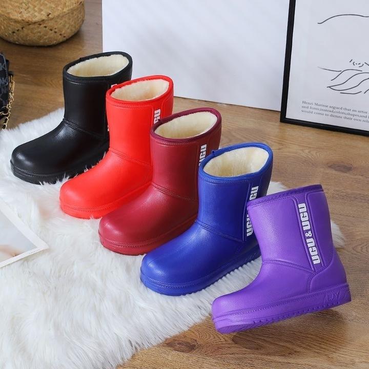 秋冬雪地靴保暖户外雪地靴男女同款靴子平底中筒加厚加绒棉鞋棉靴