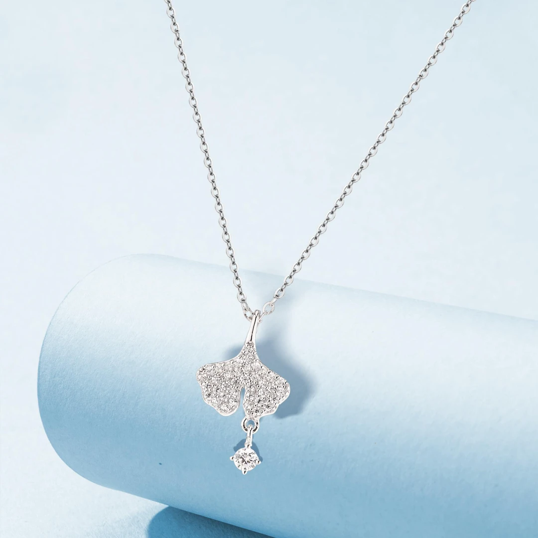 坠链均925银合成锆石 S925银项链 满石鱼尾满钻时尚气质镶嵌