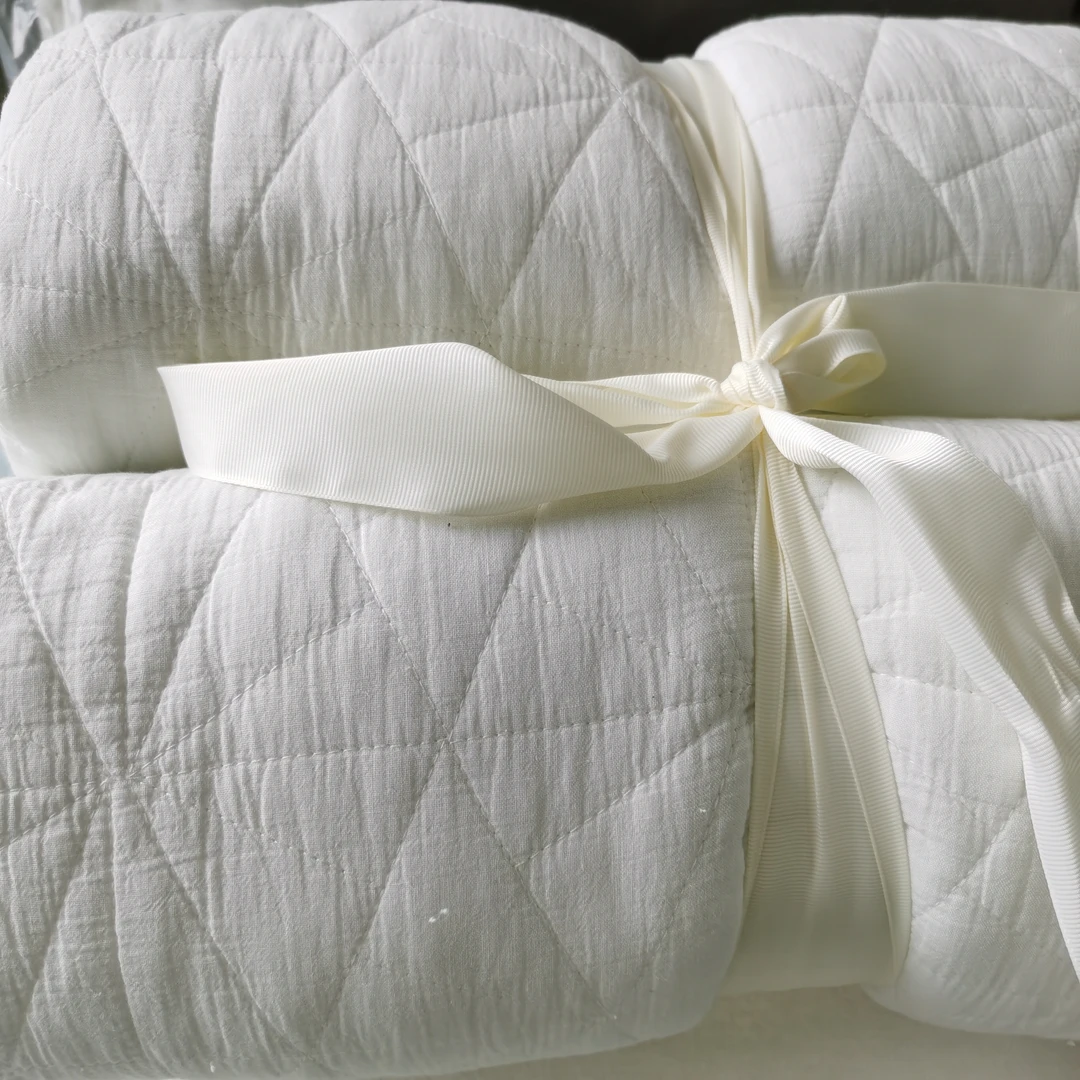 外贸绗缝高品质棉床盖三件套（床盖约230*260+枕套50*90发1对）