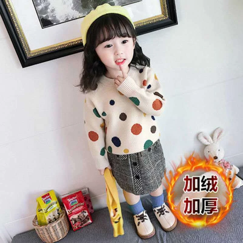女童毛衣2025新款秋装儿童洋气套头针织衫宝宝加绒加厚秋冬打底衫
