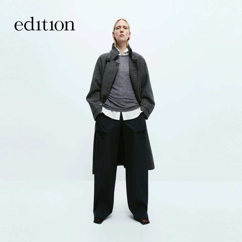【商场同款】edition冬款复古格纹毛呢大衣#EBD4OVC025