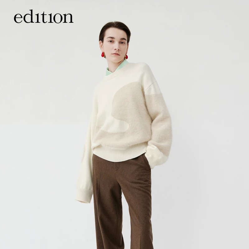 【商场同款】edition兔子剪影毛衣女美丽诺羊毛针织衫#EBB4SWT009