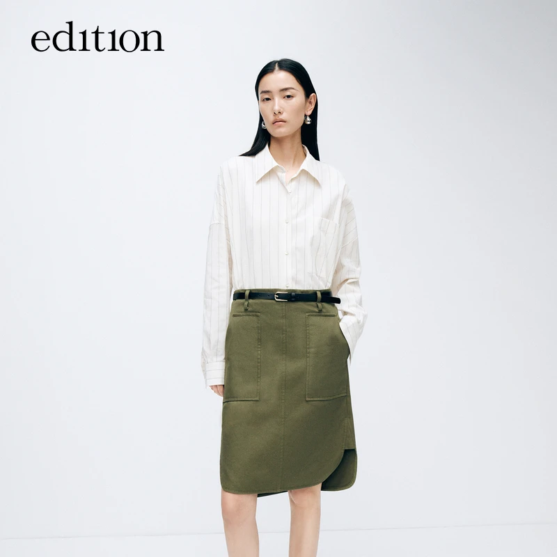 【商场同款】edition春款纯棉条纹长袖宽松衬衫#EBD1SHT020