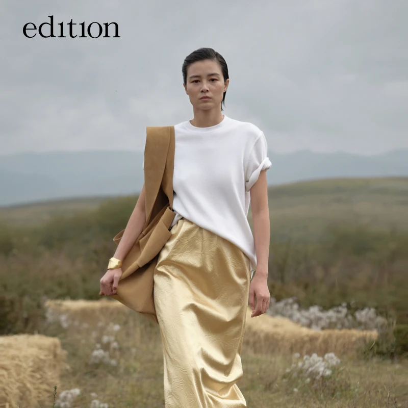 【秀场同款】edition山羊绒短袖圆领毛衣女#EBC4SWT026