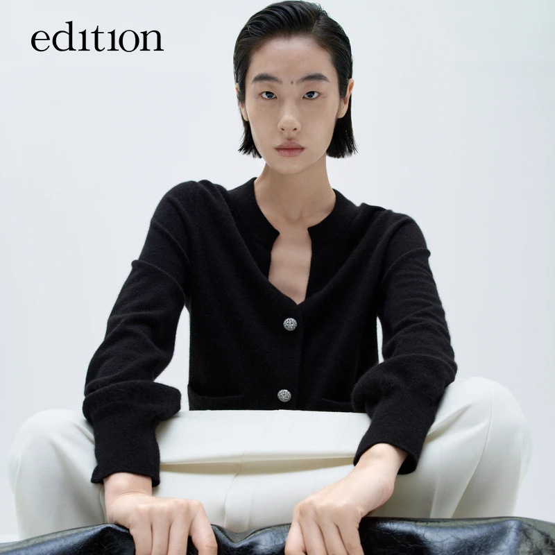 edition2023冬新款毛织外套女山羊绒软糯轻薄毛衣开衫#EBC4CART13