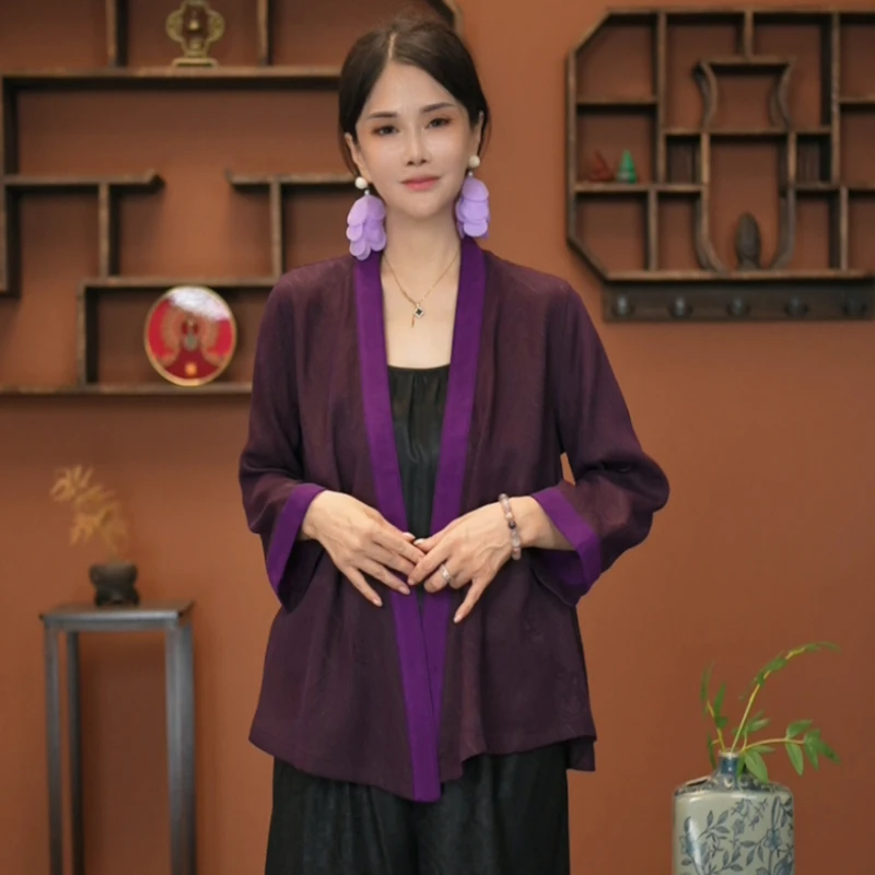 沙轩轩·【暮春】香云纱麒麟纹花萝中国风复古上衣46220124