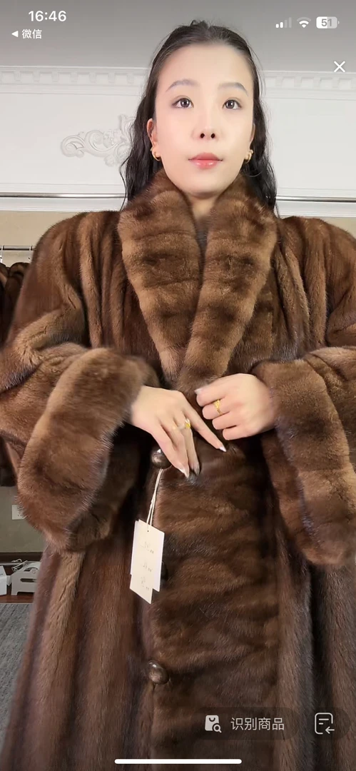 毛巾领大摆明扣中古毛毛外套