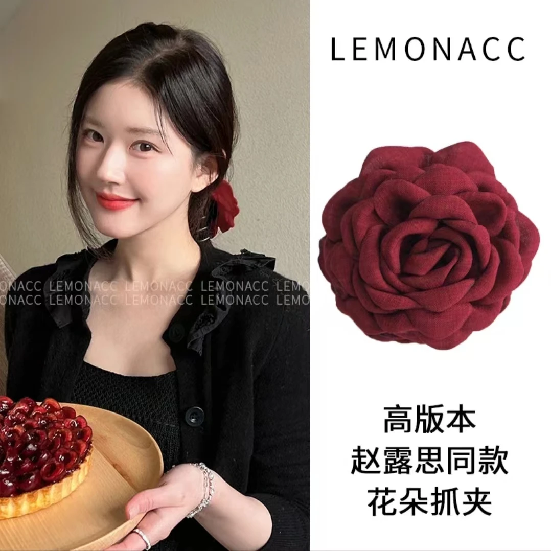 赵露思同款玫瑰花花朵抓夹女2024新款高级感高品质发夹后脑勺发抓