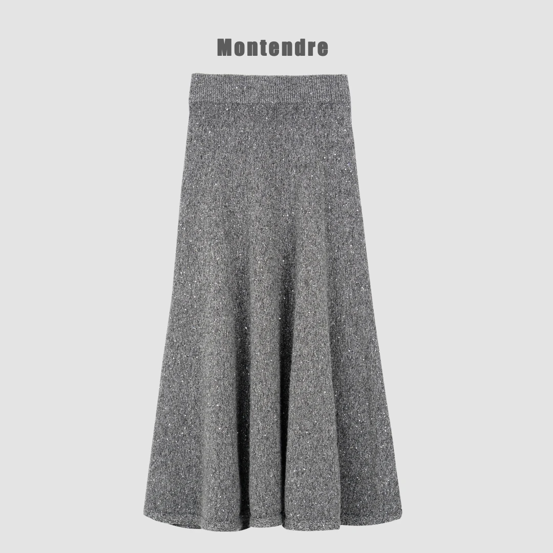 【六哥外贸】日系品牌 秋季新款 A 时尚亮片设计感百搭针织半身裙