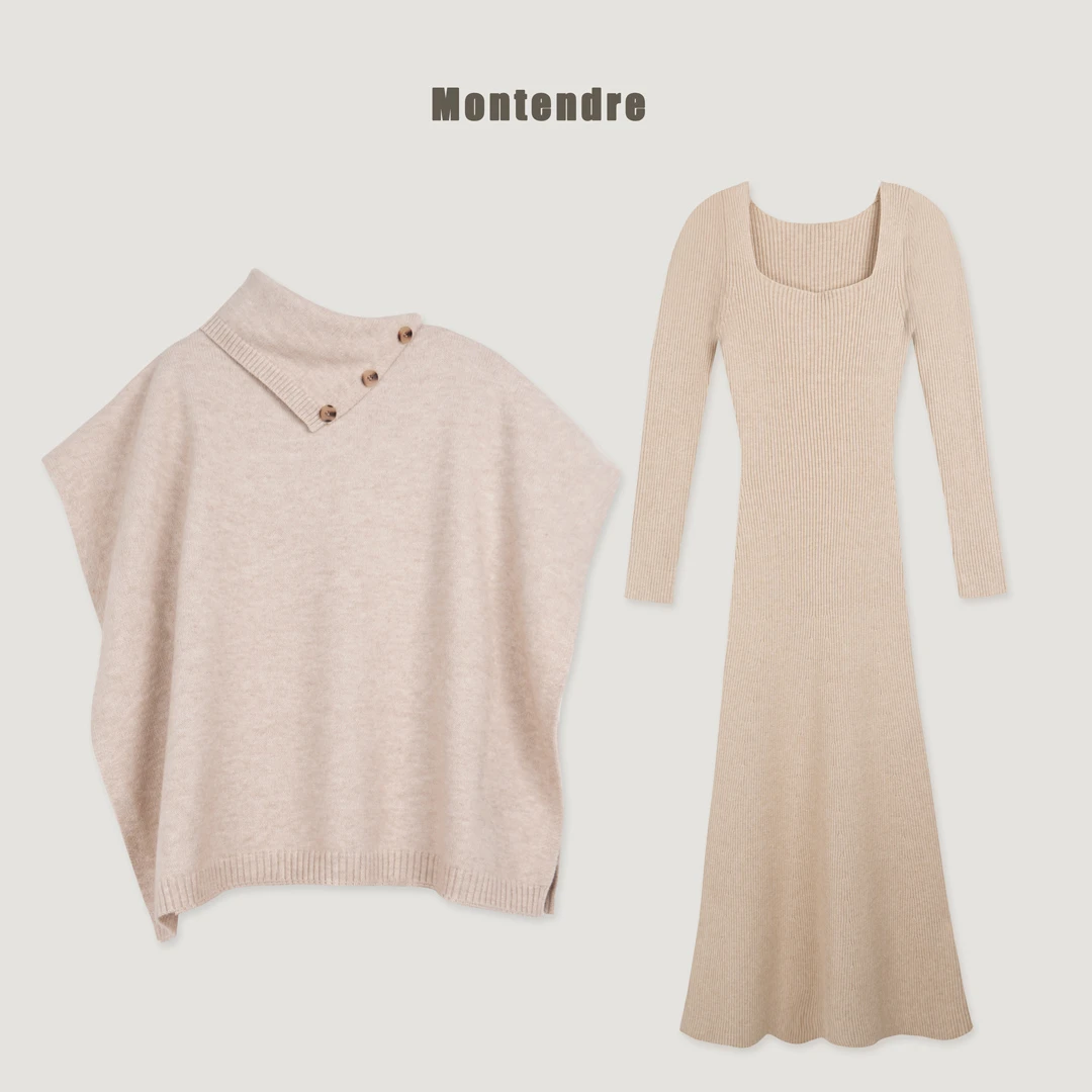 【六哥外贸】日系品牌 秋冬新款 A 气质修身显瘦百搭连衣裙两件套