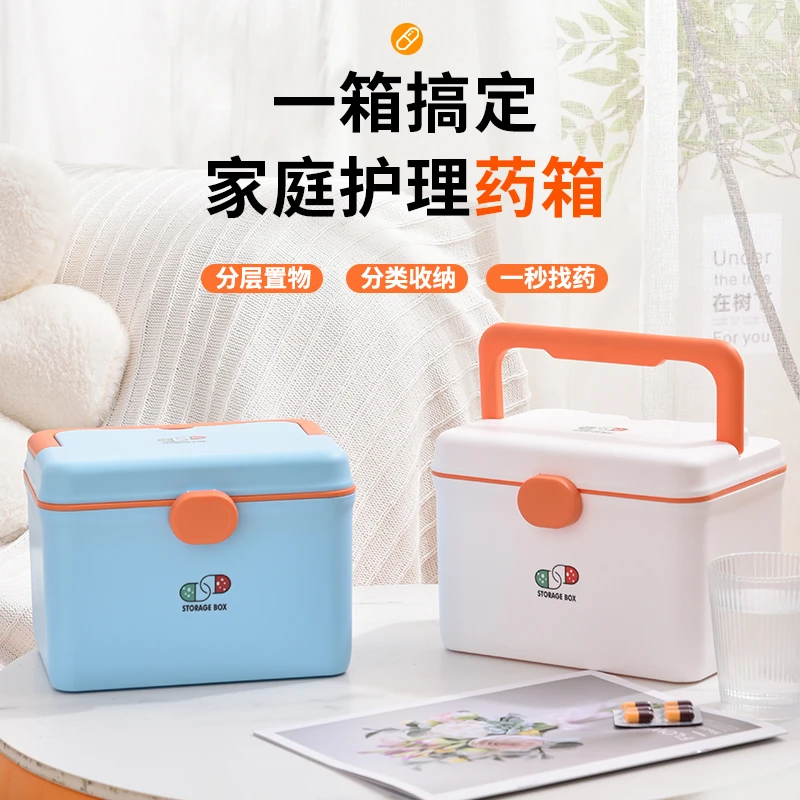 家用药箱儿童大容量药盒收纳盒手提急救小药箱防尘应急医疗箱储物