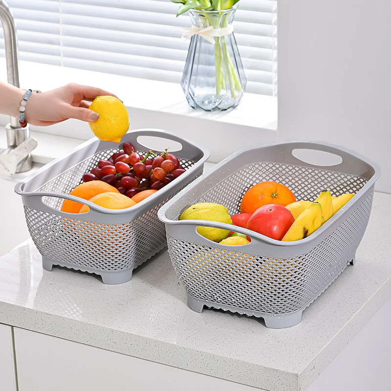 【到手2件】家用日式镂空塑料篮卫生间方形收纳篮浴室洗漱杂物收纳