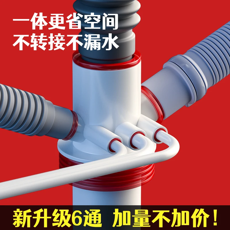 厨房下水管三通防返臭神器水槽洗菜盆净水器洗碗机75排水管三头通