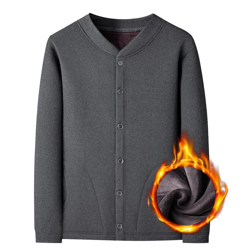 秋冬爸爸装中老年人立领棉服外套男士加绒加厚开衫爷爷保暖小棉衣