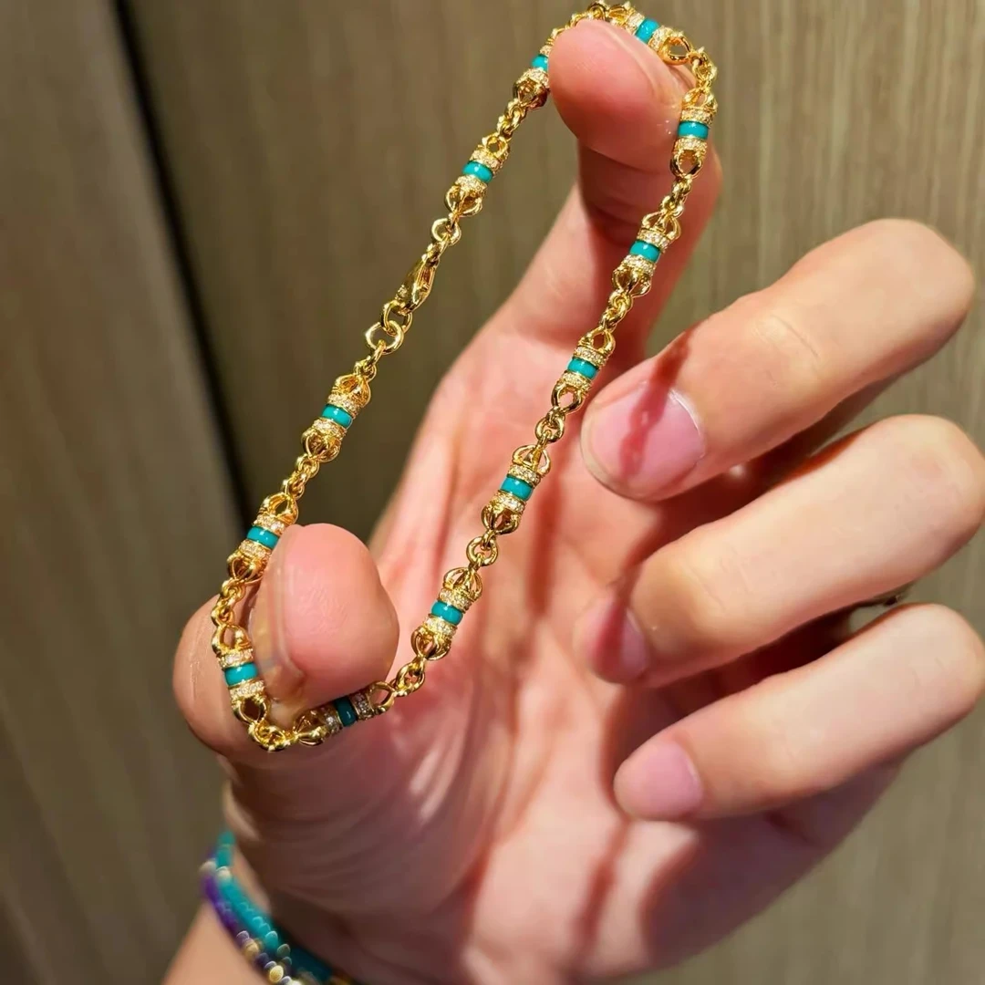 铜合金手链 金刚黄金色藏式民族风小众设计国潮镂空精致手绳手串