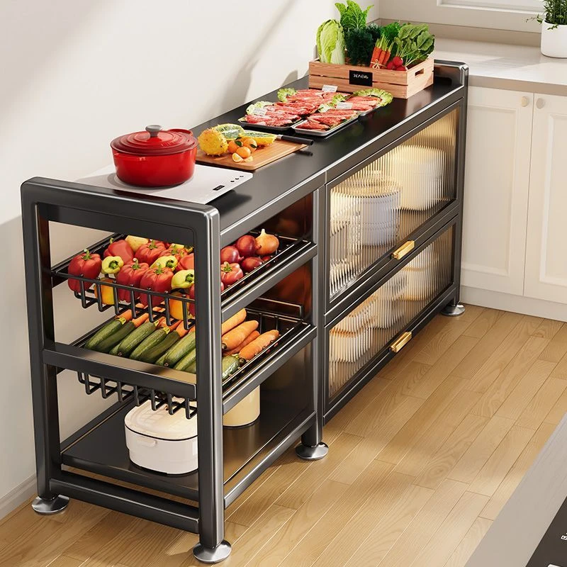 多层菜架蔬菜篮子餐边收纳储物柜加厚厨房多功能置物架落地碗橱柜