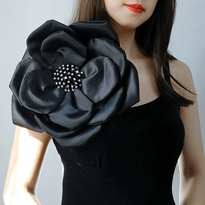 名媛大花朵布艺精美手工串珠花蕊设计感配饰奢华立体DIY时尚花朵