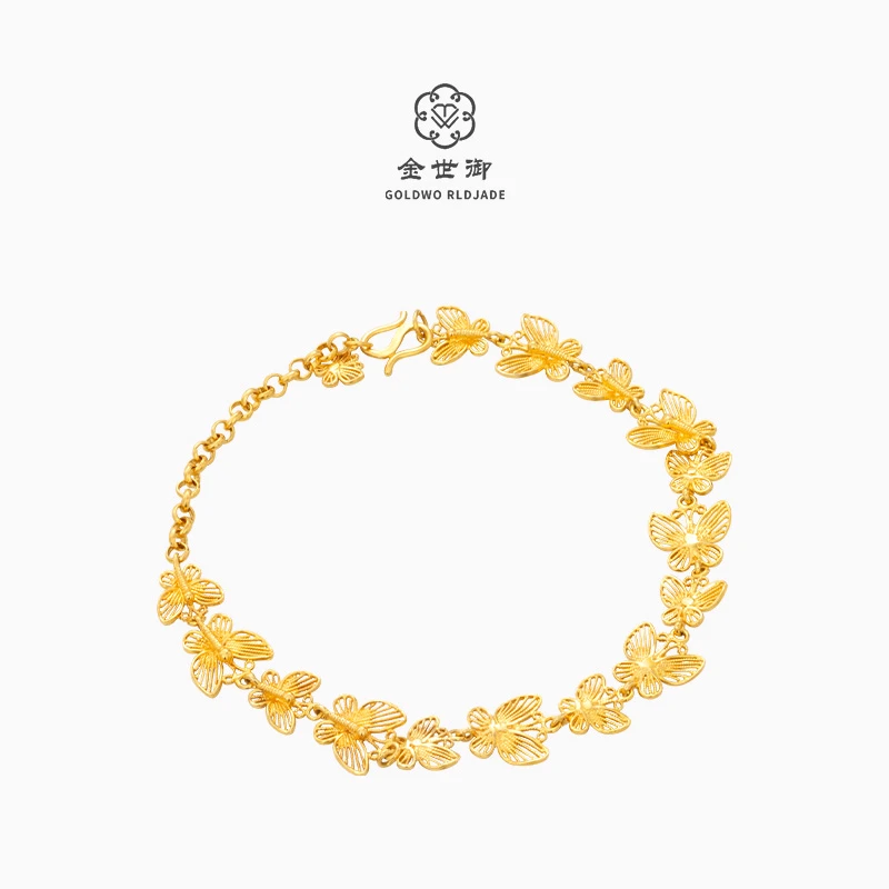 足银手链 金世御足银金包小蝴蝶结手链时尚送节日礼物不掉色