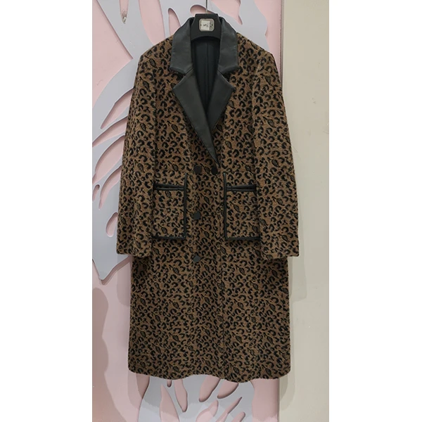 AW278   时尚气质轻奢复古女士中长款冬季豹纹大衣