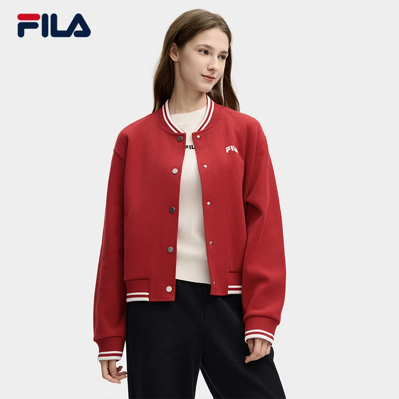 FILA斐乐女款【时尚百搭】冬季简约运动针织长袖外套F11W518508F