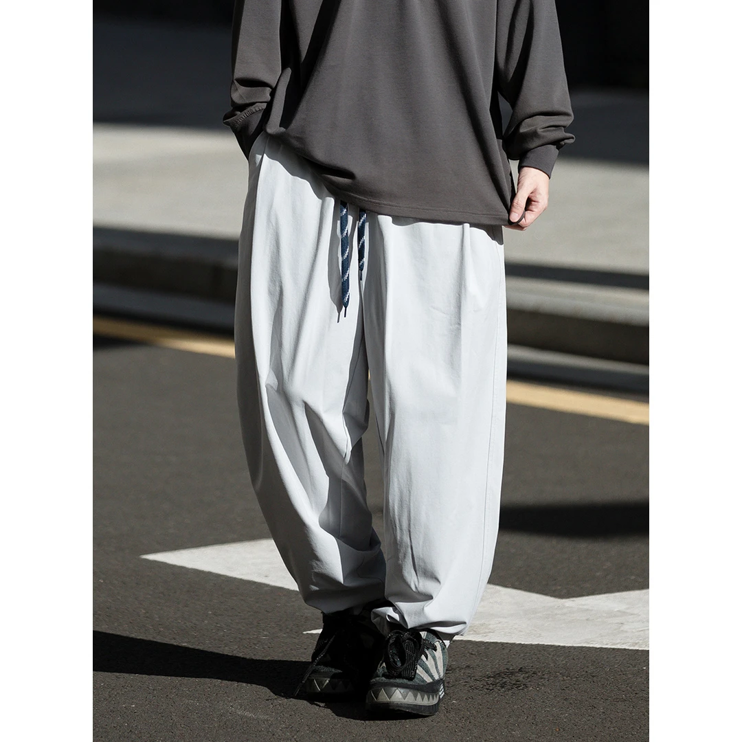 秋季新款宽松简约中性复古日系潮流细带长裤休闲卫裤 LF24183