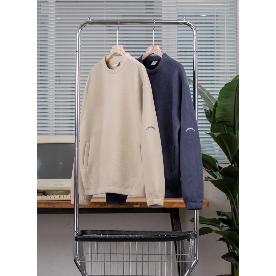 休闲套头保暖秋冬加厚圆领摇粒绒绣花时尚卫衣套装长袖 LF22187