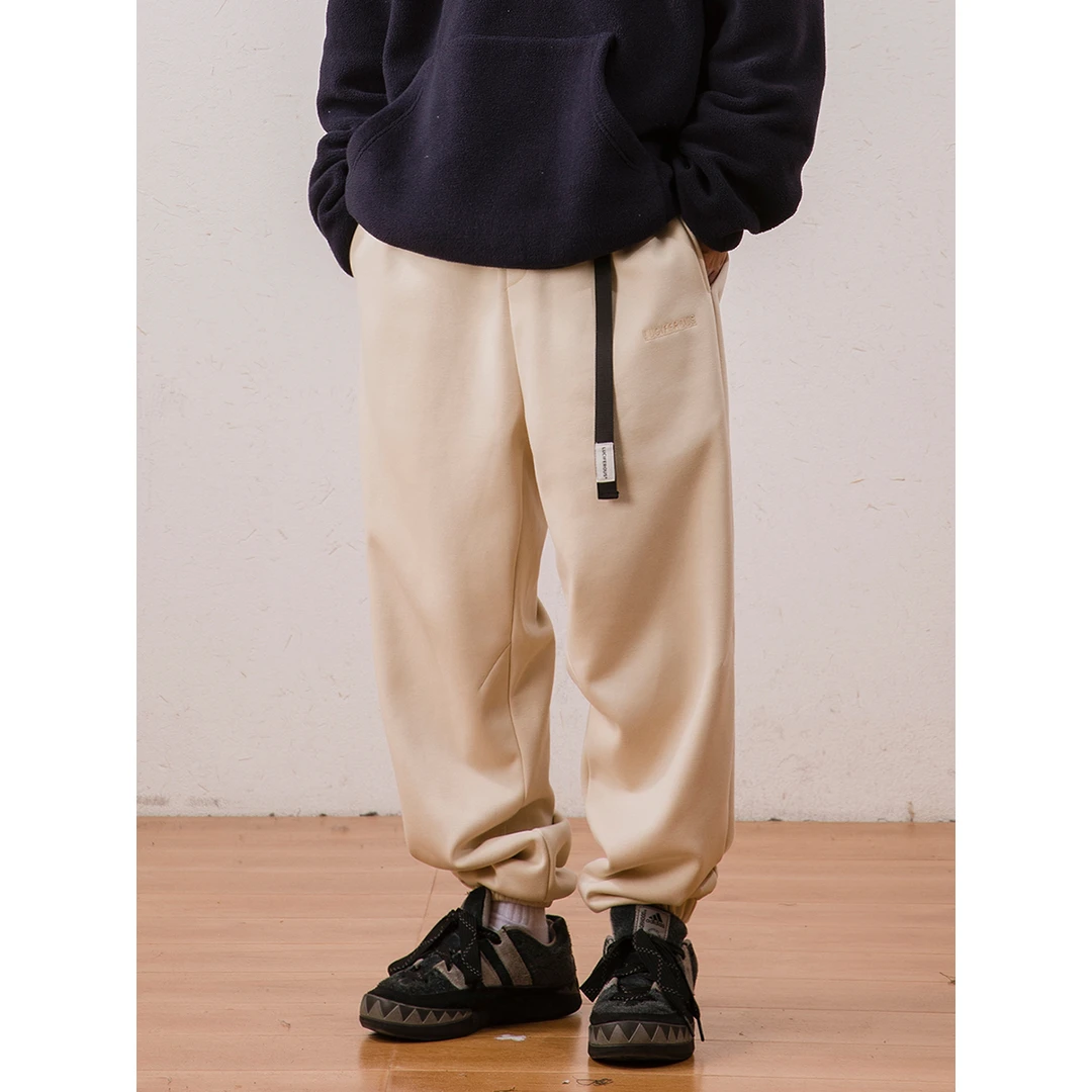 冬季新款日系百搭休闲情侣加厚宽松港风加绒收脚卫裤 LF23285