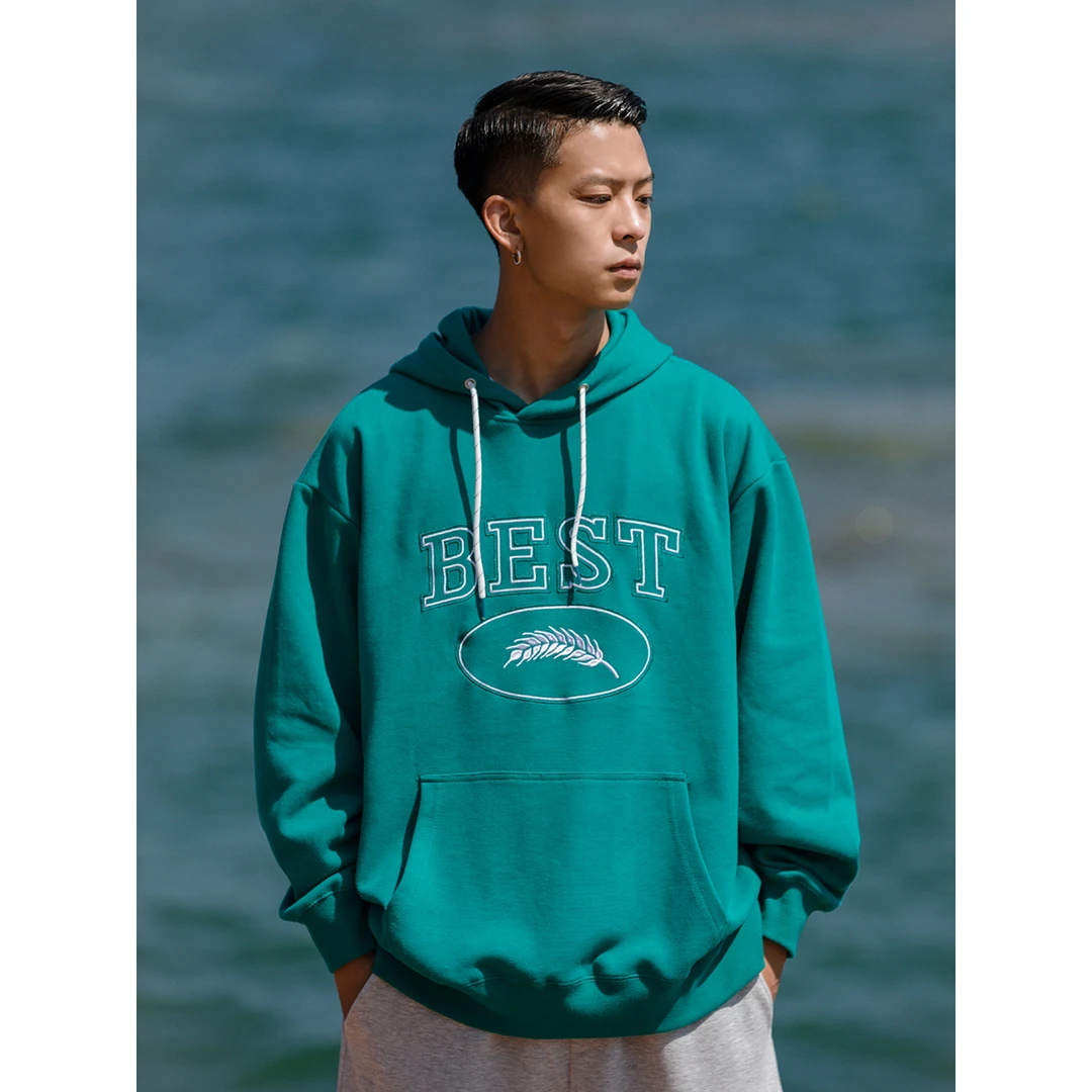 春秋新款连帽刺绣百搭款噢是那个青春情侣日系复古卫衣 V22113清