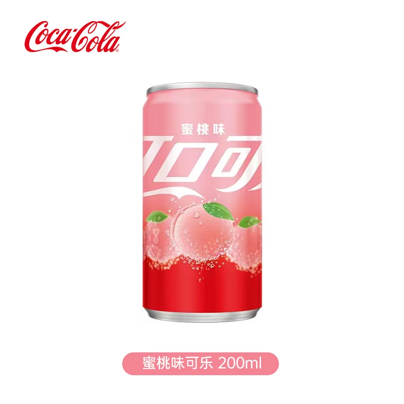 【热销】可口可乐蜜桃味可乐碳酸饮料汽水 200ml*12罐即饮畅饮