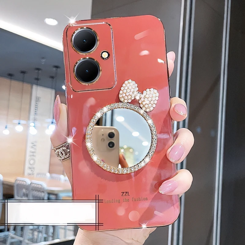 适用OPPK11手机壳k11镶钻补妆镜子PJC110全包防摔硅胶软壳女款K11