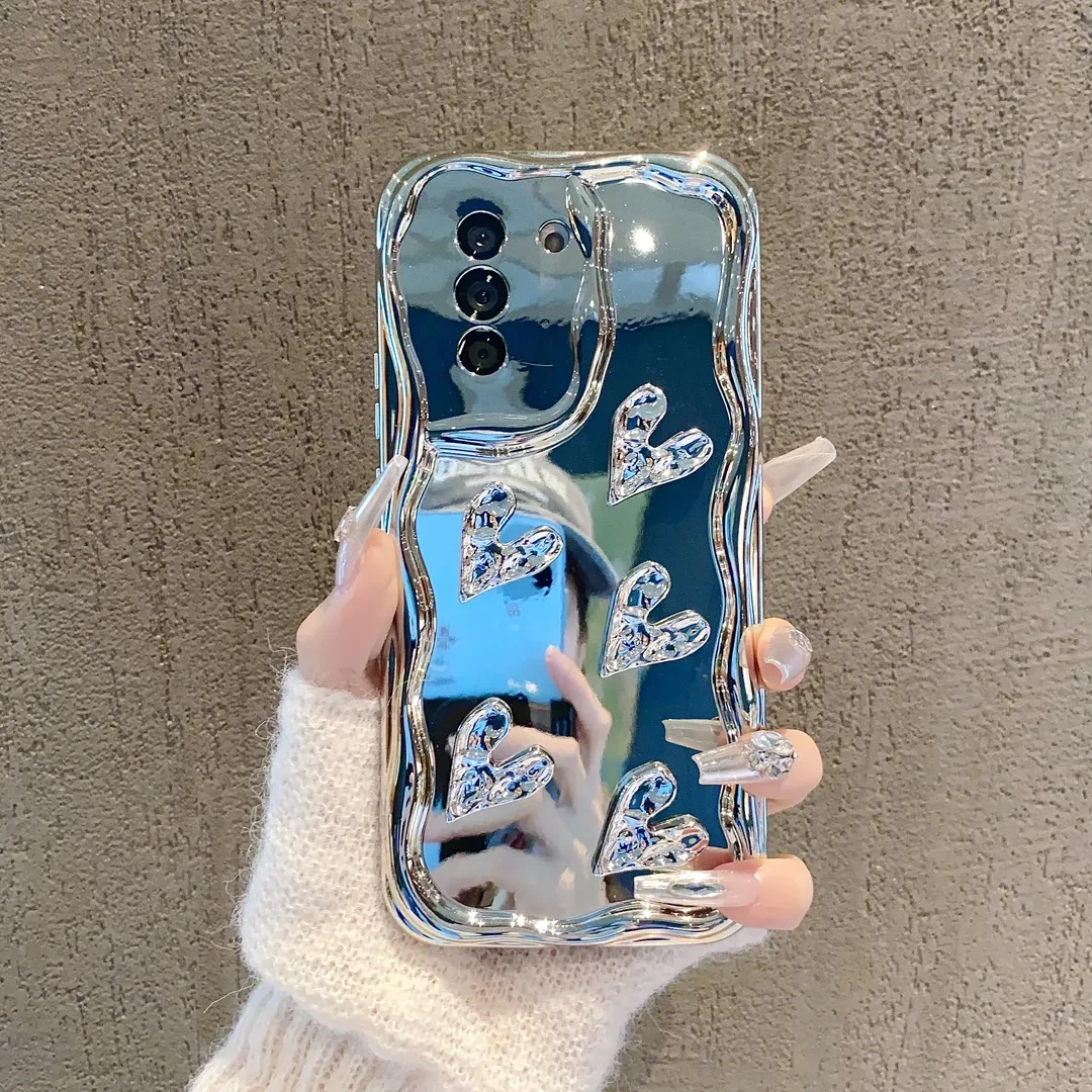 适用华为nova10手机壳电镀银色nova10pro立体爱心轻奢女款ins软壳