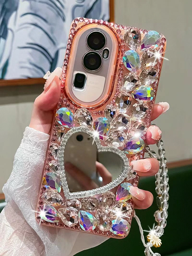 新款OPPOreno10手机壳reno9pro+硅胶全包镜头膜防摔8补妆镜挂绳软