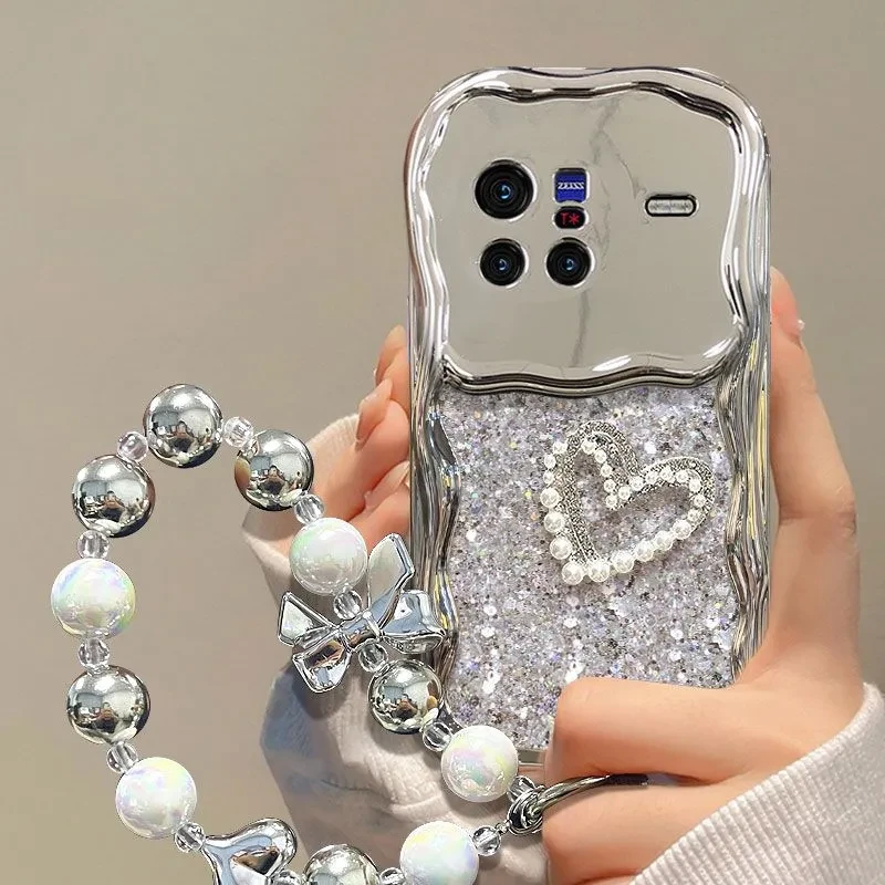 适用vivox80软x80pro男女x70手机壳全包防摔电镀银x70pro滴胶闪粉