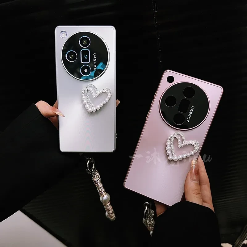 OPPOfindx7手机壳新款findx7 pro硅胶极光纹全包防摔珍珠爱心手链