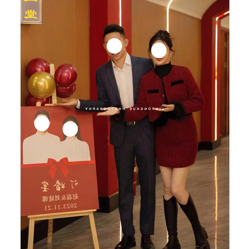 2025秋冬新款敬酒服气质红色针织婚礼穿搭新中式套装高级感女冬季