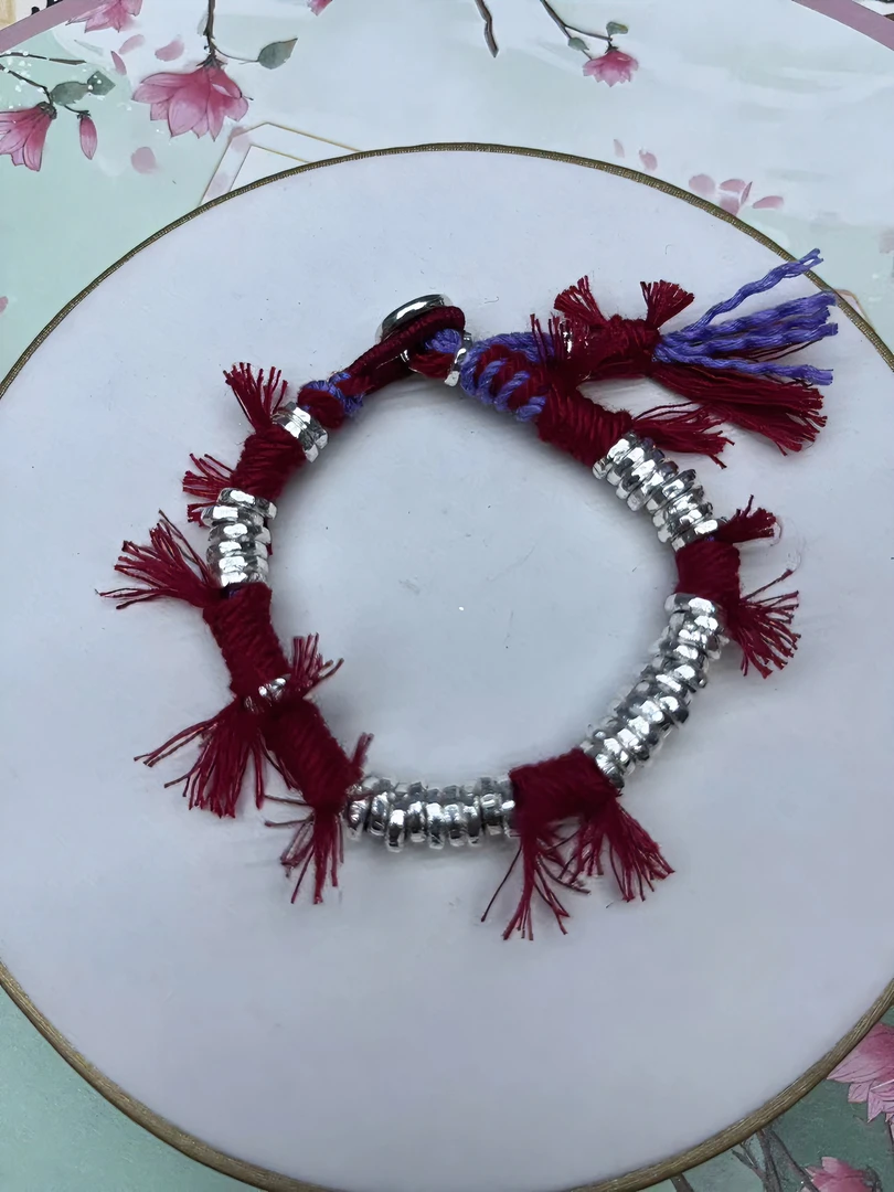 足银手链 足银纯手工盘缠手链时尚红色古风民族风精美手作经典