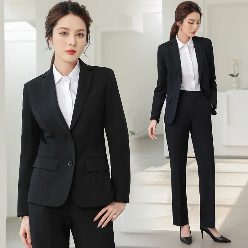 职业气质女士西服外套商务正装春秋商场职场经理公务员工作服藏青