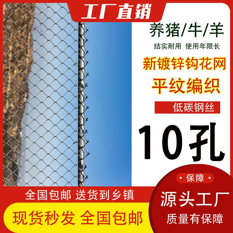 10孔勾花网热镀锌铁丝钢丝网勾花棱形网鸡鸭羊猪牛养殖网防护围栏