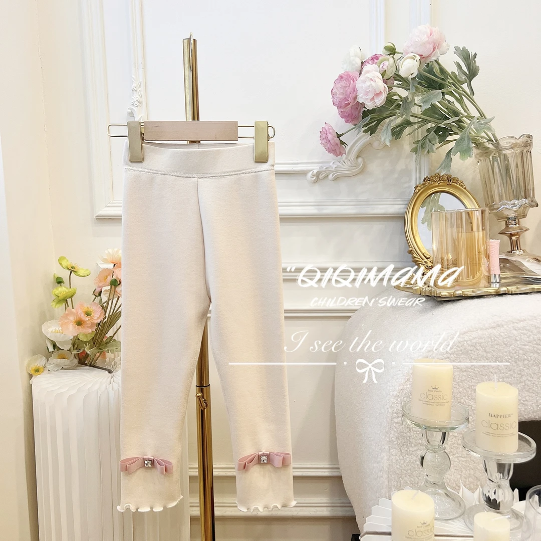 【QI奇妈】女童精致时尚淑秋冬装儿童高定气质小香风加绒打底Q0398