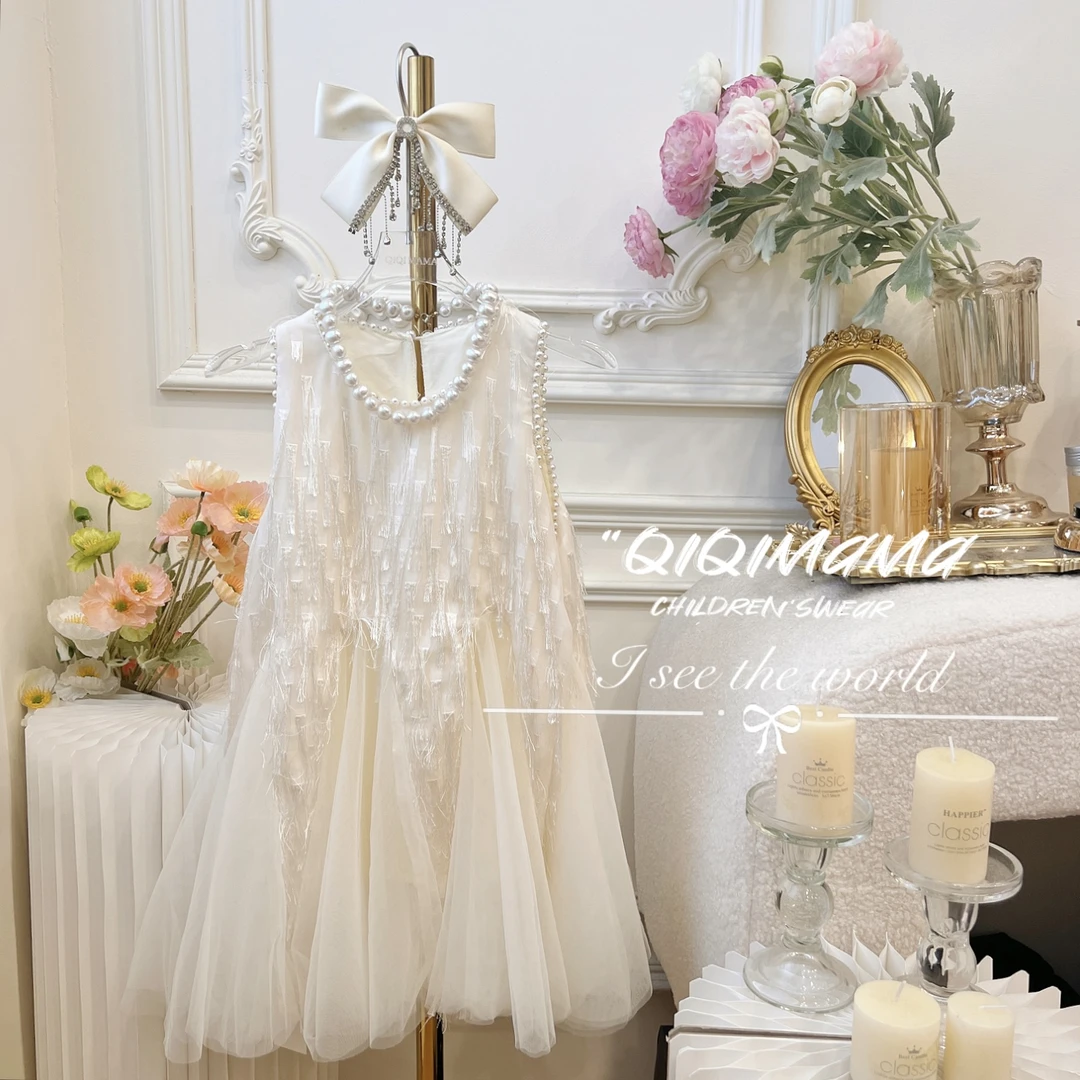【QI奇妈现货】女童精致时尚淑秋儿童高定气质小香风连衣裙Q0316