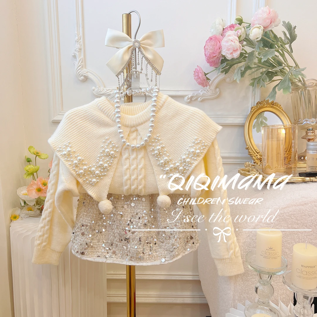 【QI奇妈】女童精致时尚淑秋冬装儿童女孩气质女宝宝洋气套装Q0355