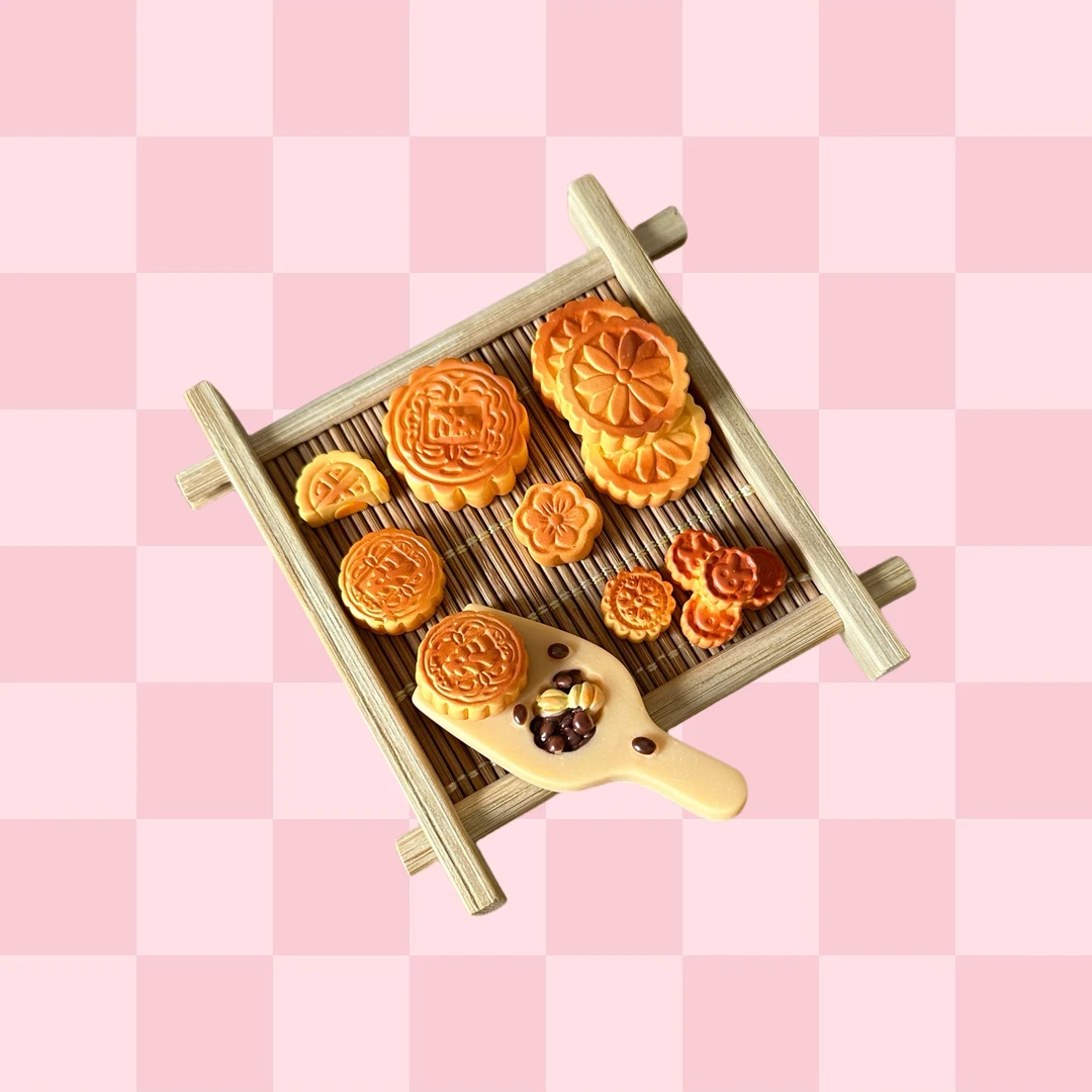 【套装】13款月饼+托盘套装~Diy仿真食玩树脂配件过家家手工混装