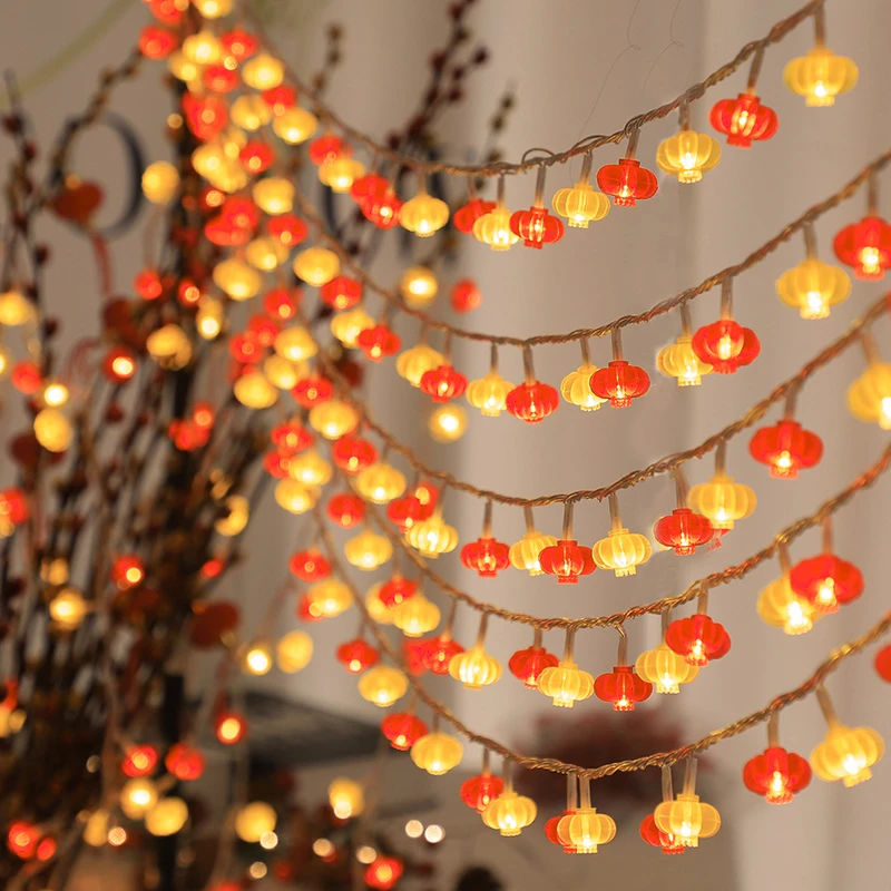 小红灯笼彩灯闪灯串满天星农村院子阳台房间结婚喜庆氛围装饰灯
