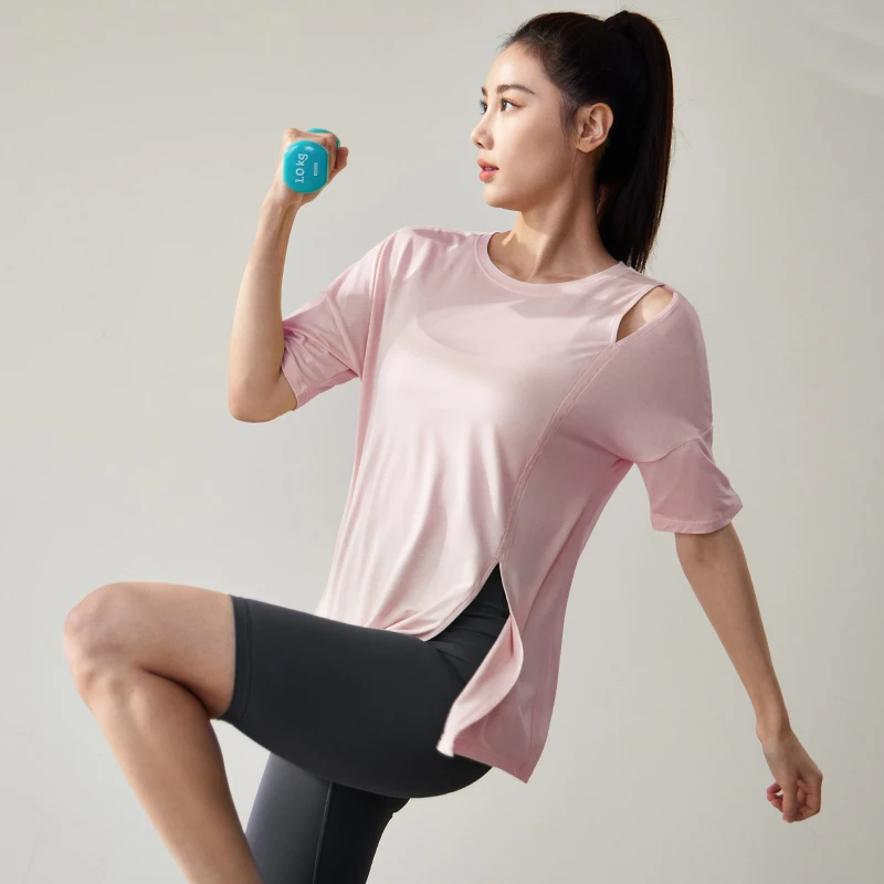 璎珞【短袖+长袖】开叉显瘦瑜伽服上衣女健身服薄款运动长袖