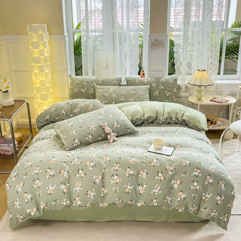 【新品上新】小竺棉双层纱小清新四件套印花碎花轻奢双面斜纹加厚