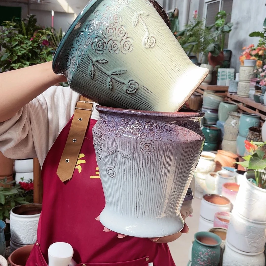 紫砂花盆高度21口径18