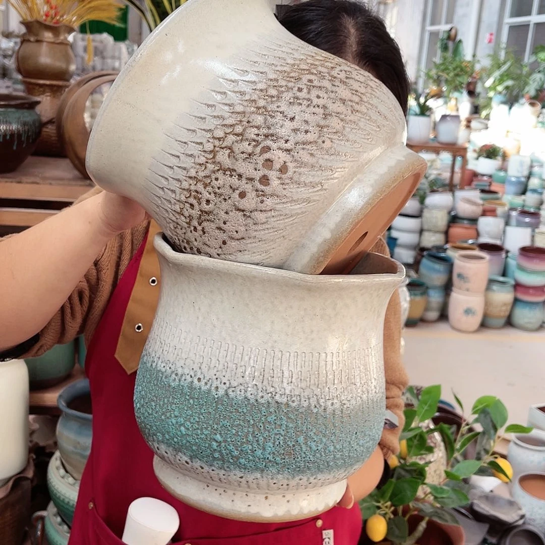 紫砂花盆高度20口径21