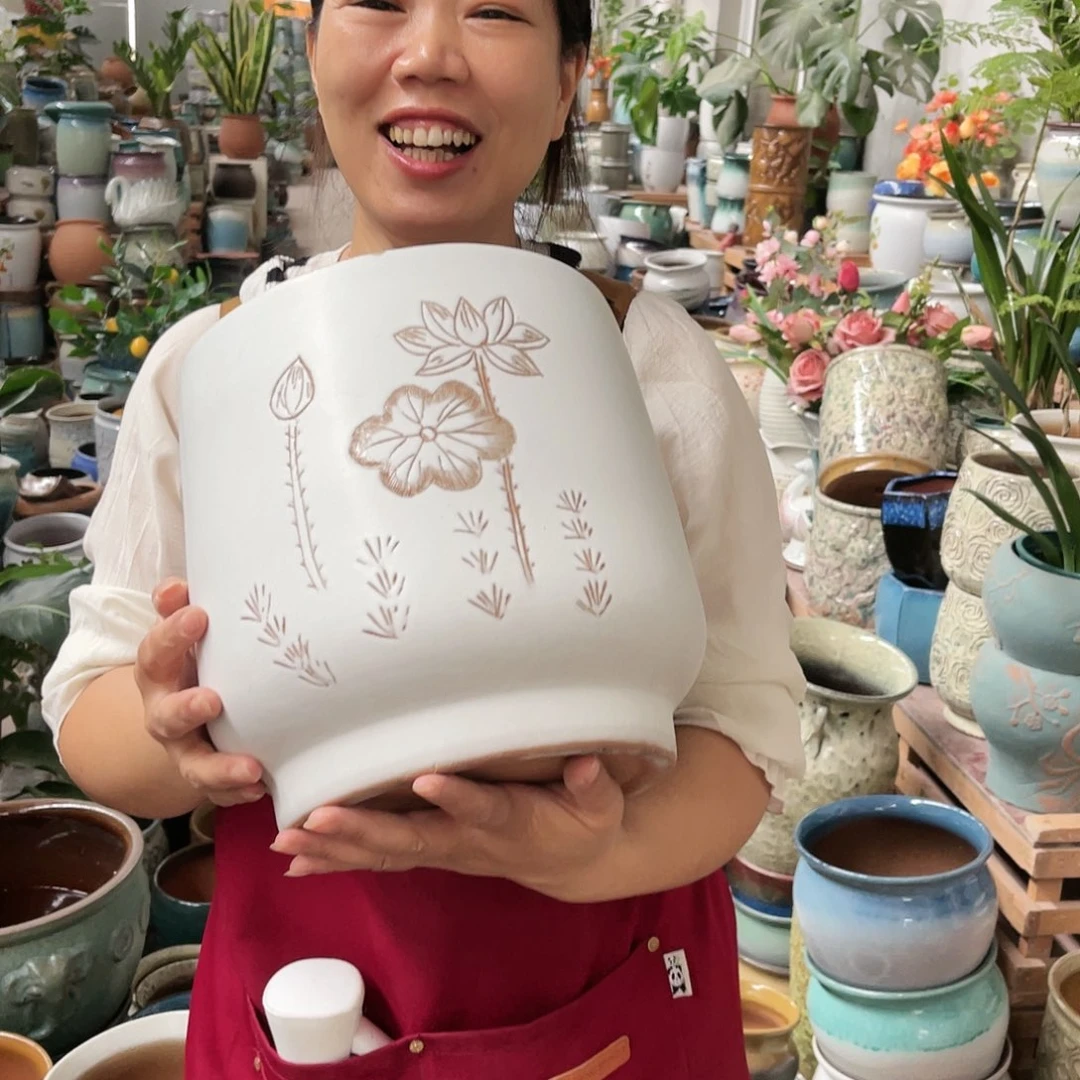 紫砂花盆高度24口径22