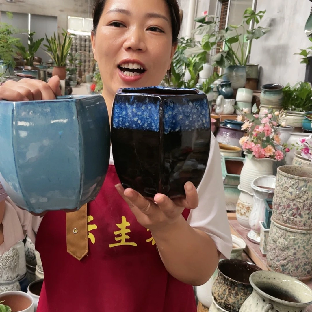 紫砂花盆高度15口径14